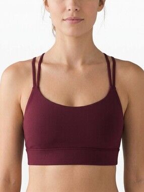 Vie Active Women's Burgundy Strappy Sports Bra Size Small